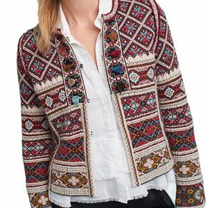 Peck & Peck Boho Tapestry Cardigan Sweater tassels